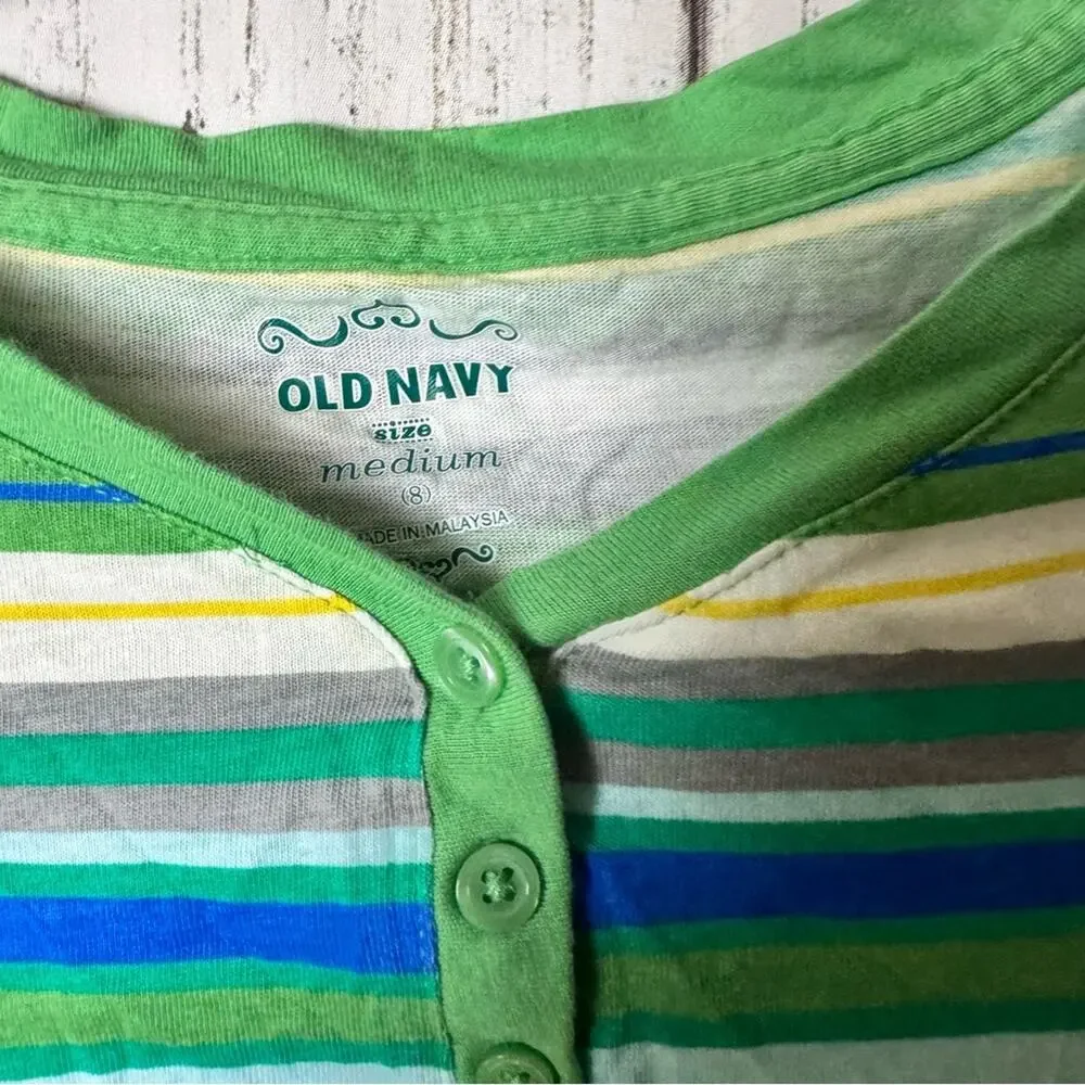 Old Navy Girls Multicolor Striped Henley Sz M